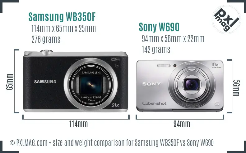 Samsung WB350F vs Sony W690 size comparison Samsung WB350F vs Sony W690 size comparison