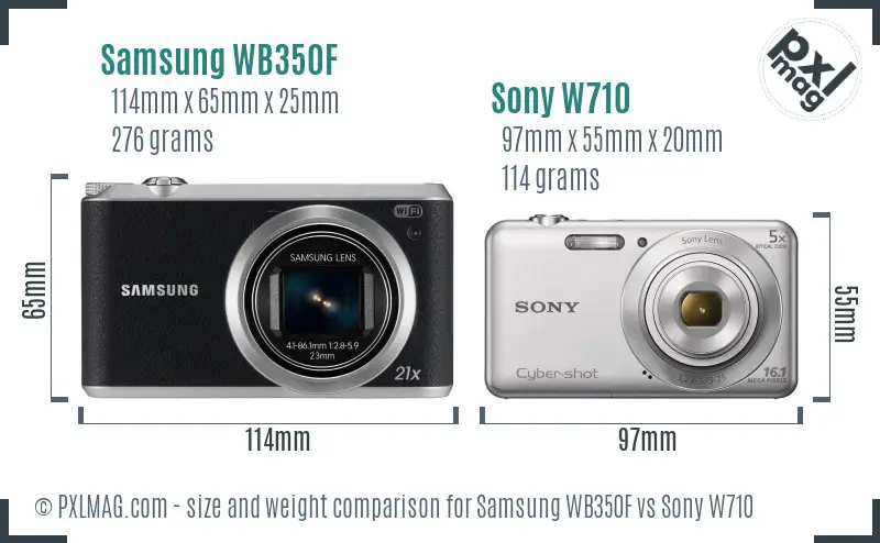 Samsung WB350F vs Sony W710 size comparison