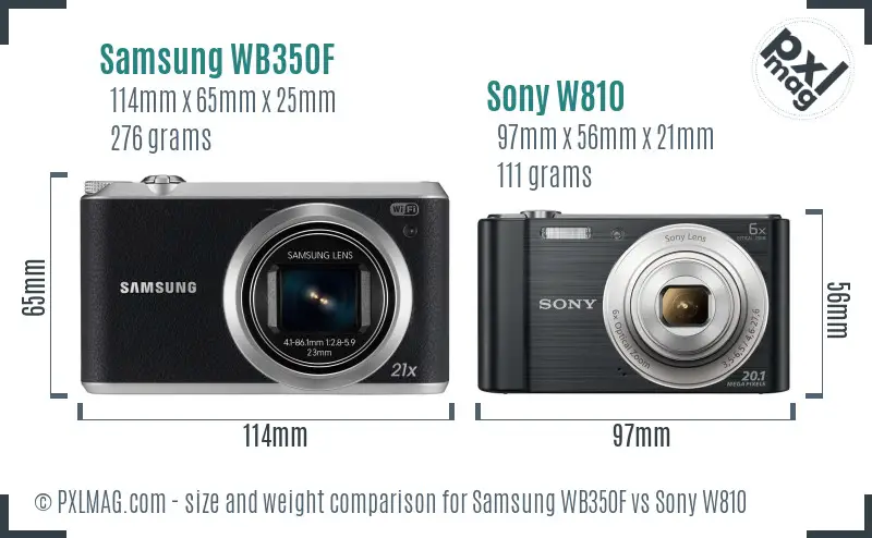 Samsung WB350F vs Sony W810 size comparison Samsung WB350F vs Sony W810 size comparison
