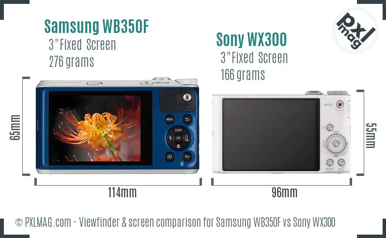 Samsung WB350F vs Sony WX300 Screen and Viewfinder comparison