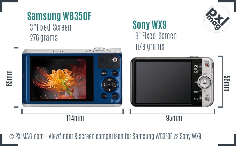 Samsung WB350F vs Sony WX9 Screen and Viewfinder comparison