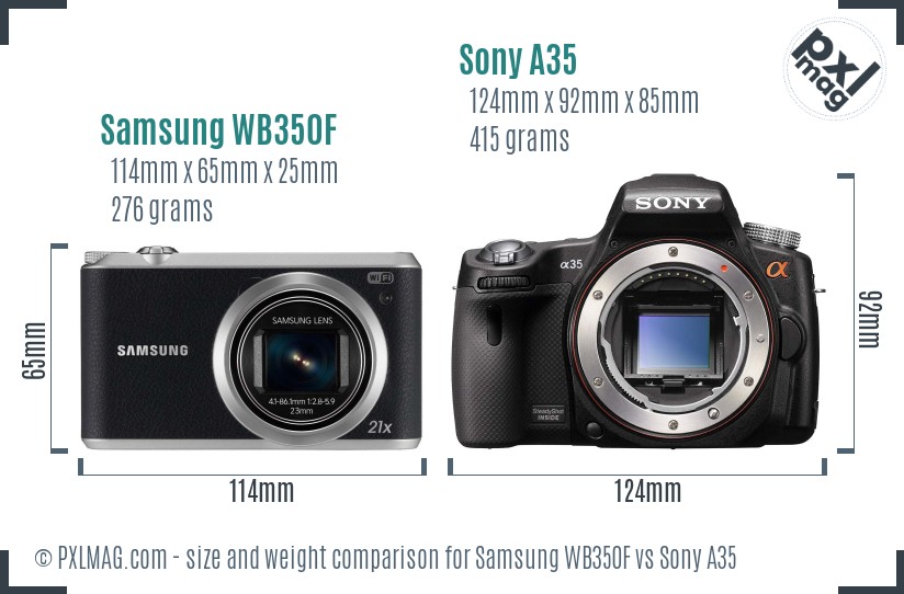 Samsung WB350F vs Sony A35 size comparison