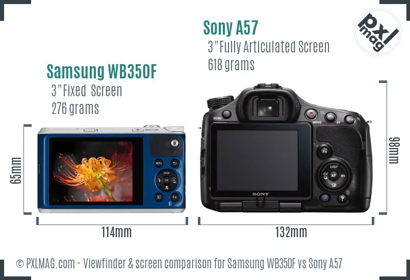 Samsung WB350F vs Sony A57 Screen and Viewfinder comparison Samsung WB350F vs Sony A57 Screen and Viewfinder comparison