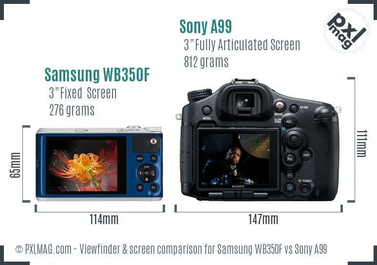 Samsung WB350F vs Sony A99 Screen and Viewfinder comparison Samsung WB350F vs Sony A99 Screen and Viewfinder comparison