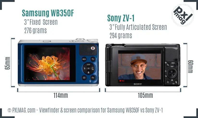Samsung WB350F vs Sony ZV-1 Screen and Viewfinder comparison Samsung WB350F vs Sony ZV-1 Screen and Viewfinder comparison