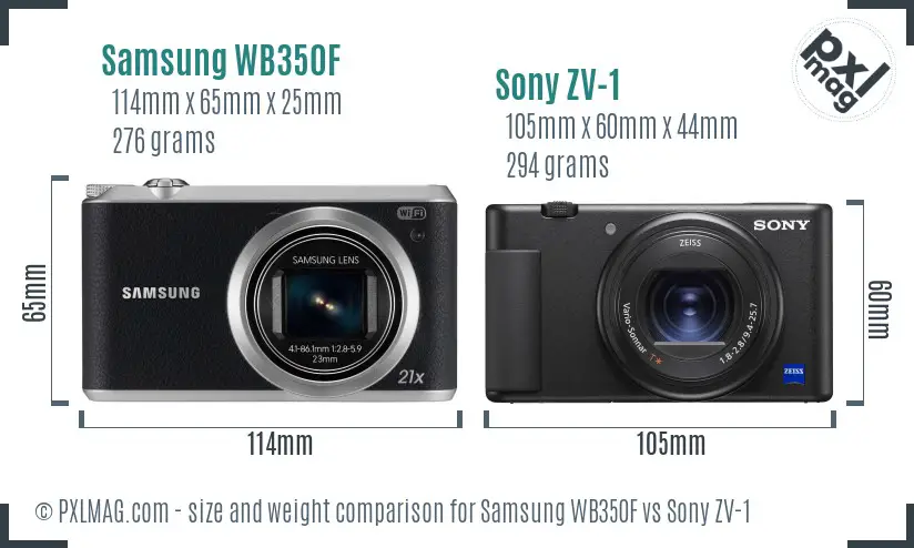 Samsung WB350F vs Sony ZV-1 size comparison Samsung WB350F vs Sony ZV-1 size comparison