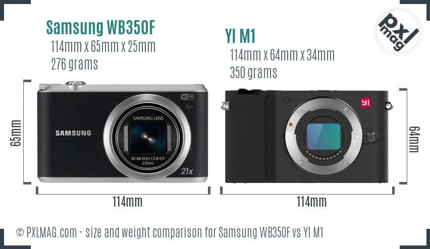Samsung WB350F vs YI M1 size comparison