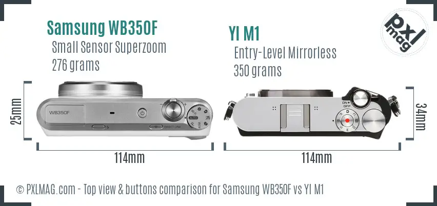 Samsung WB350F vs YI M1 top view buttons comparison