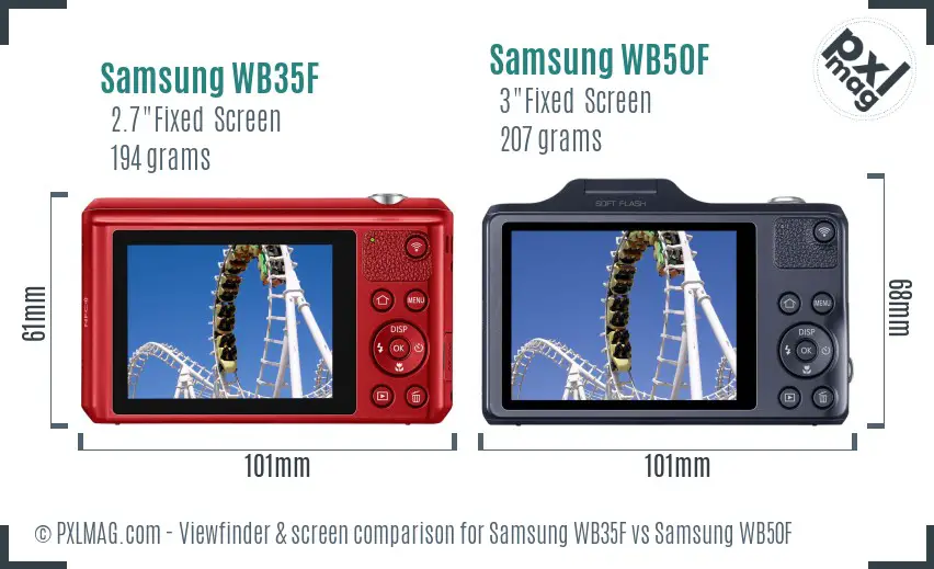 Samsung WB35F vs Samsung WB50F Screen and Viewfinder comparison