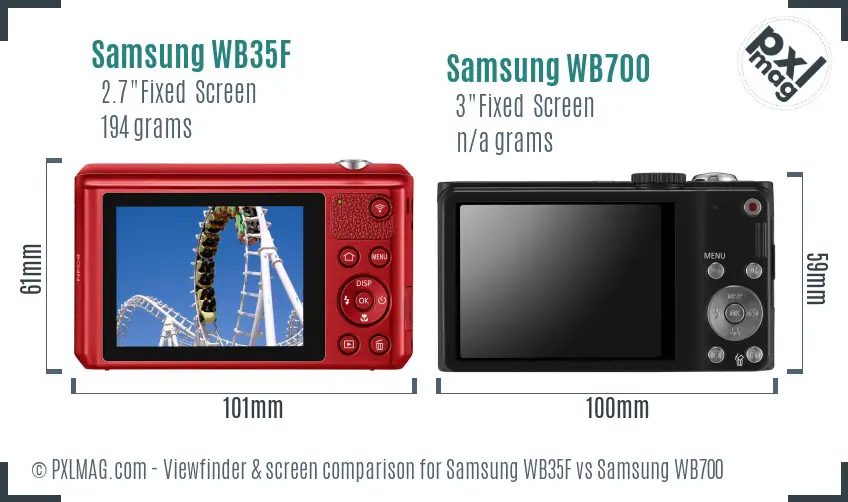 Samsung WB35F vs Samsung WB700 Screen and Viewfinder comparison