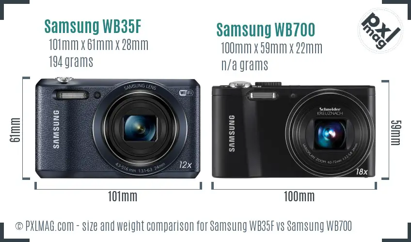 Samsung WB35F vs Samsung WB700 size comparison