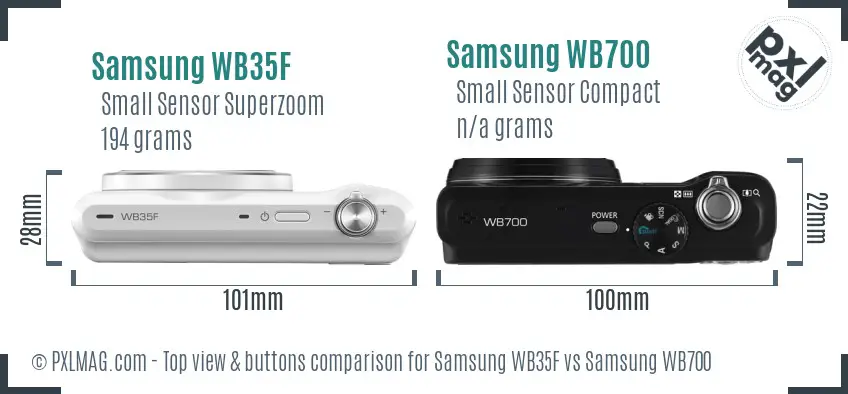 Samsung WB35F vs Samsung WB700 top view buttons comparison