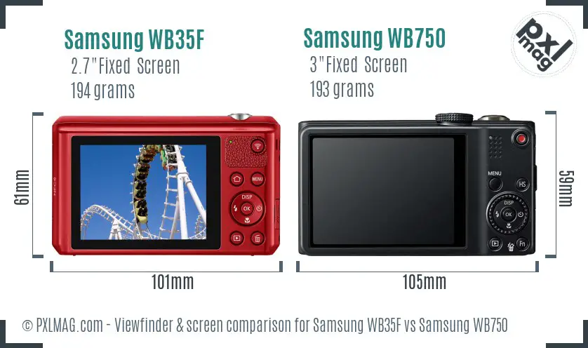 Samsung WB35F vs Samsung WB750 Screen and Viewfinder comparison