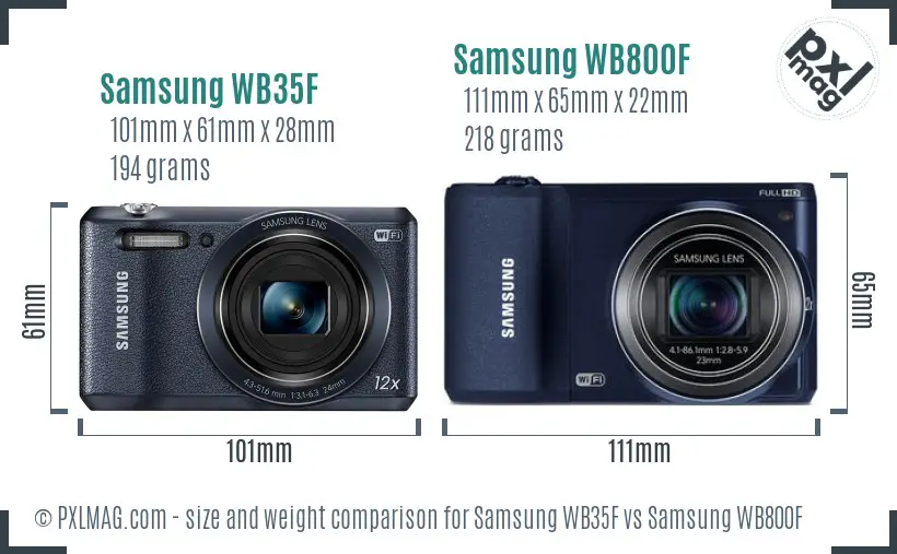 Samsung WB35F vs Samsung WB800F size comparison