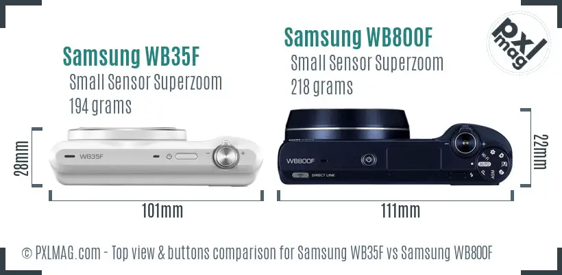 Samsung WB35F vs Samsung WB800F top view buttons comparison