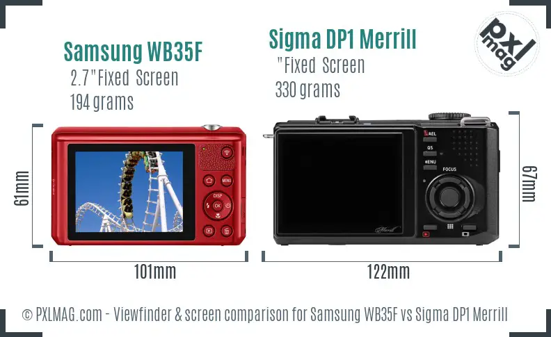 Samsung WB35F vs Sigma DP1 Merrill Screen and Viewfinder comparison