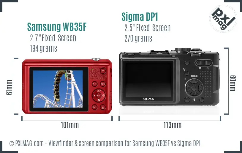 Samsung WB35F vs Sigma DP1 Screen and Viewfinder comparison