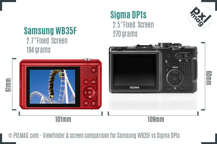 Samsung WB35F vs Sigma DP1s Screen and Viewfinder comparison