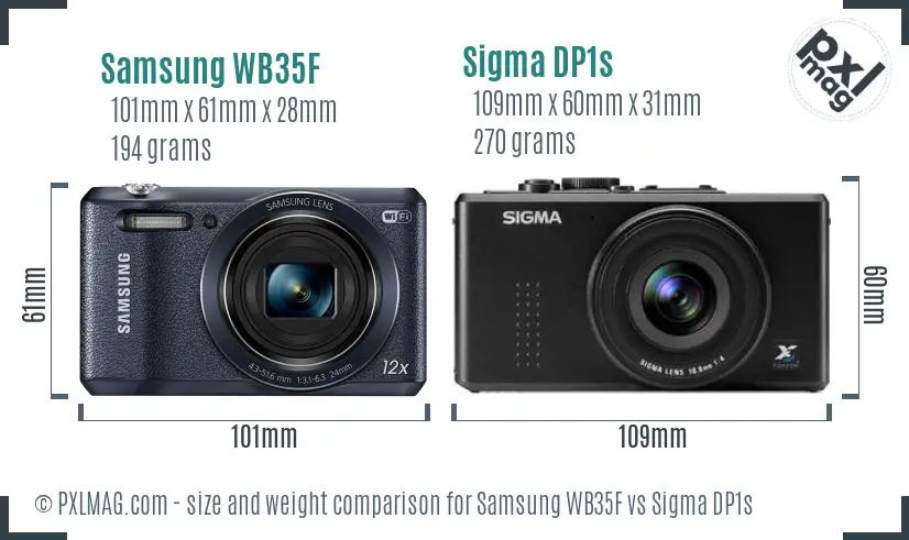 Samsung WB35F vs Sigma DP1s size comparison