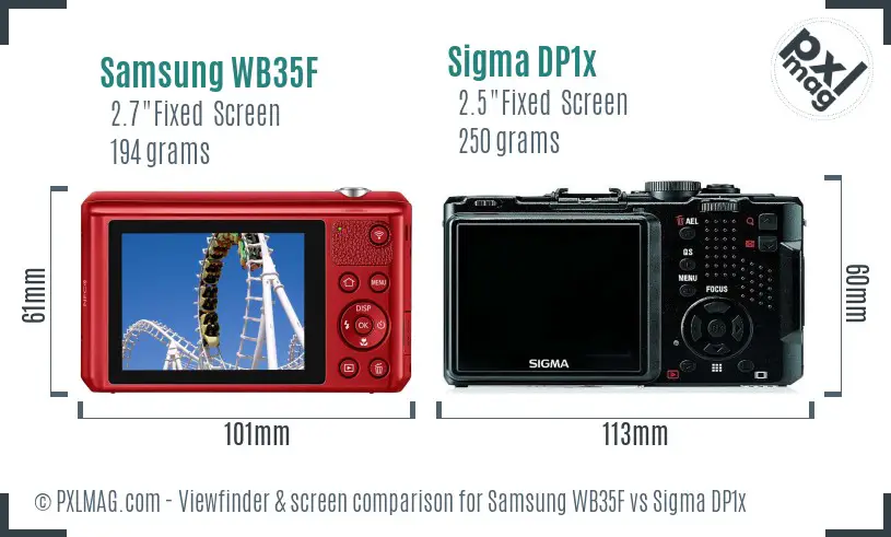 Samsung WB35F vs Sigma DP1x Screen and Viewfinder comparison