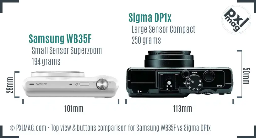 Samsung WB35F vs Sigma DP1x top view buttons comparison