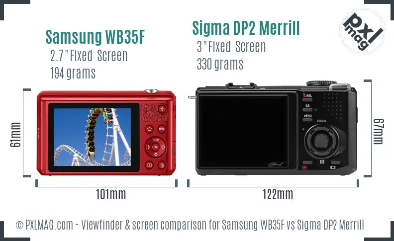 Samsung WB35F vs Sigma DP2 Merrill Screen and Viewfinder comparison