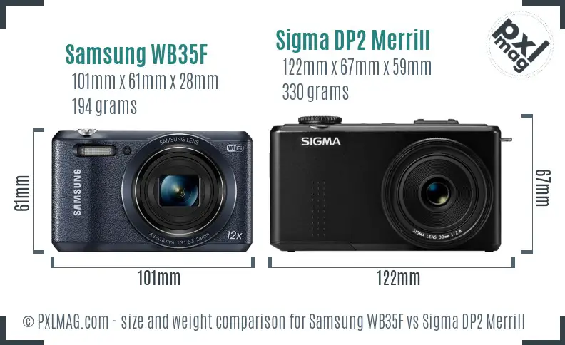 Samsung WB35F vs Sigma DP2 Merrill size comparison