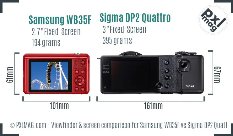 Samsung WB35F vs Sigma DP2 Quattro Screen and Viewfinder comparison