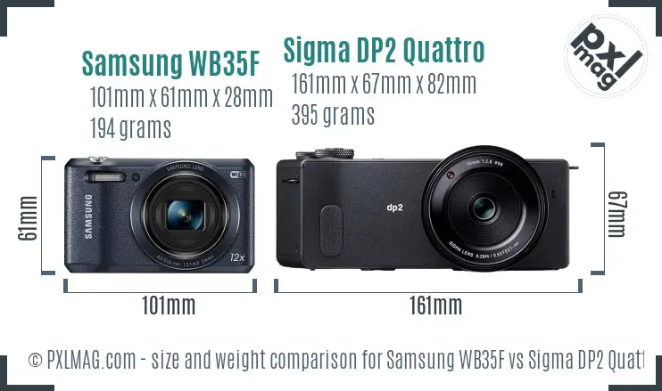 Samsung WB35F vs Sigma DP2 Quattro size comparison