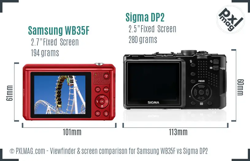 Samsung WB35F vs Sigma DP2 Screen and Viewfinder comparison