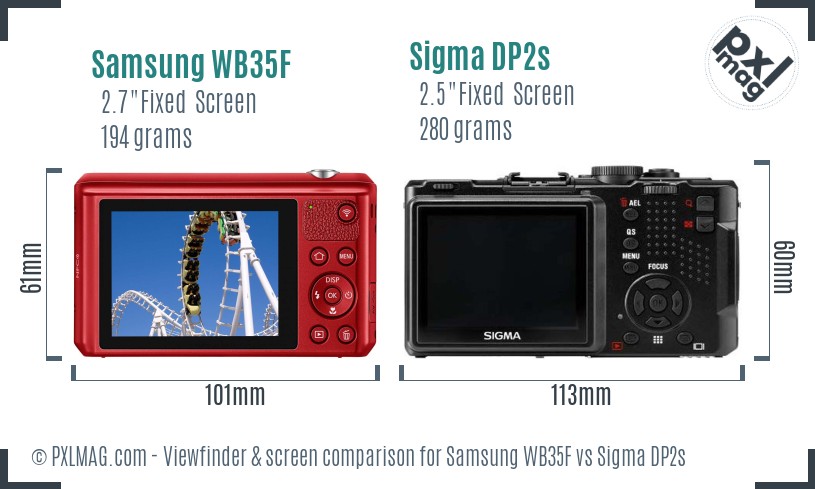 Samsung WB35F vs Sigma DP2s Screen and Viewfinder comparison