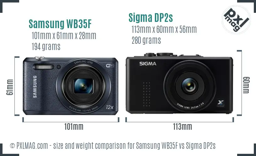 Samsung WB35F vs Sigma DP2s size comparison