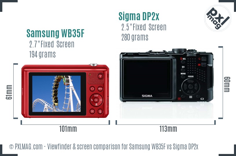 Samsung WB35F vs Sigma DP2x Screen and Viewfinder comparison