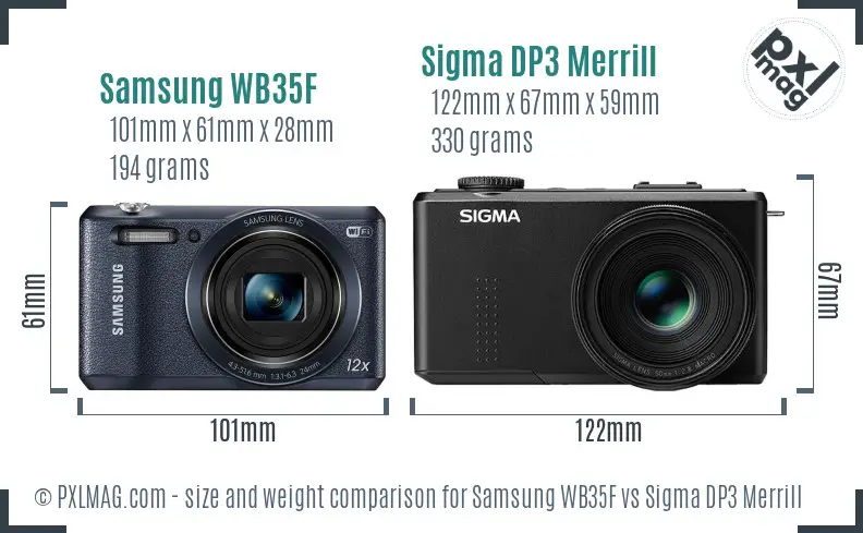 Samsung WB35F vs Sigma DP3 Merrill size comparison