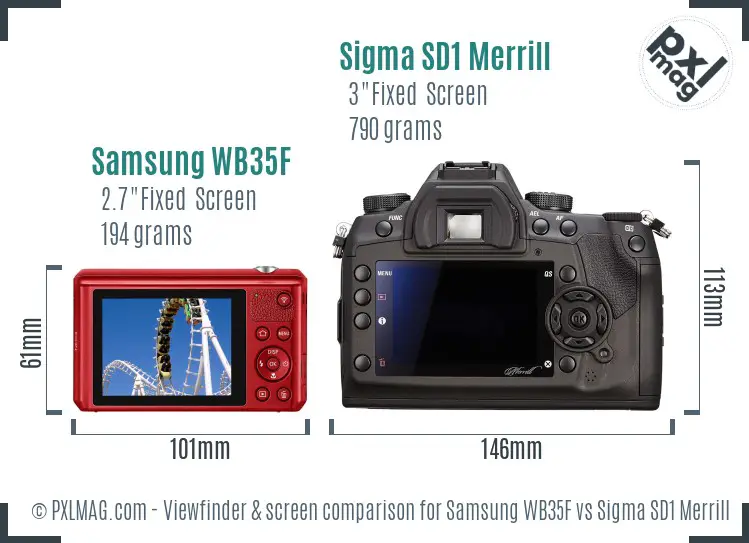 Samsung WB35F vs Sigma SD1 Merrill Screen and Viewfinder comparison