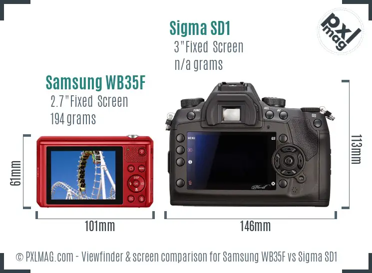 Samsung WB35F vs Sigma SD1 Screen and Viewfinder comparison