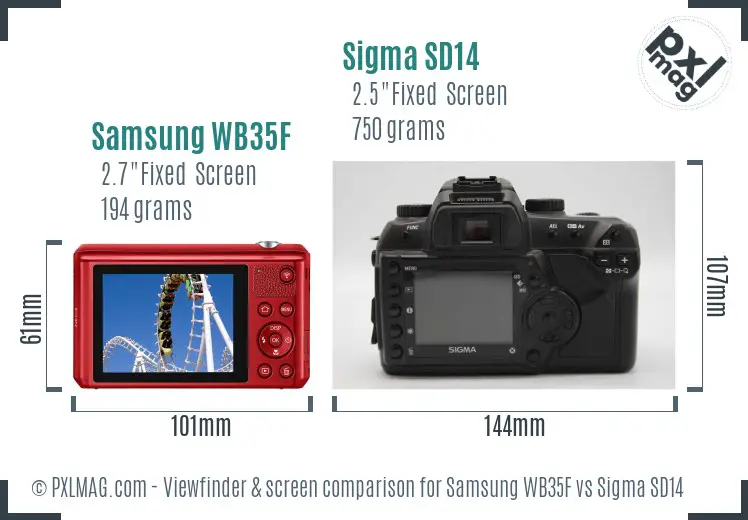 Samsung WB35F vs Sigma SD14 Screen and Viewfinder comparison