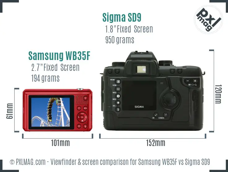 Samsung WB35F vs Sigma SD9 Screen and Viewfinder comparison
