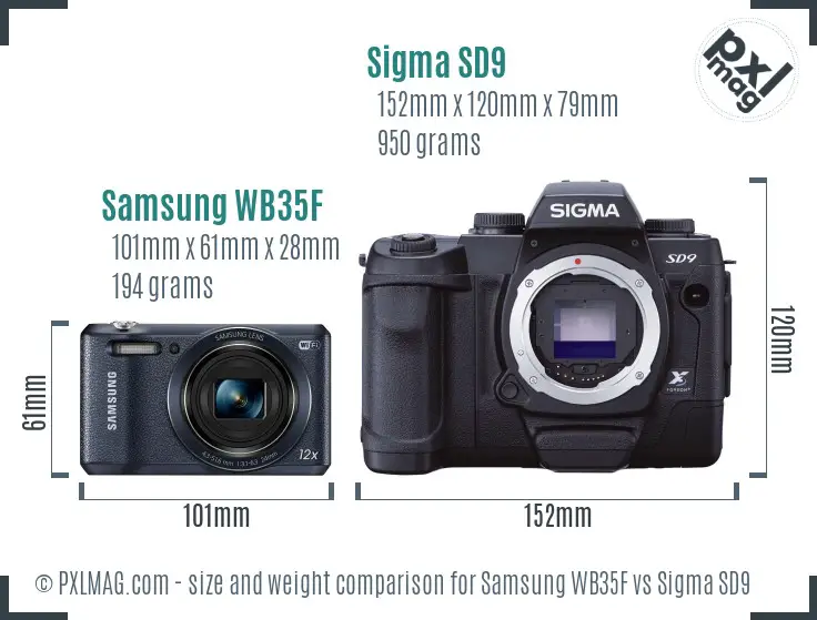 Samsung WB35F vs Sigma SD9 size comparison