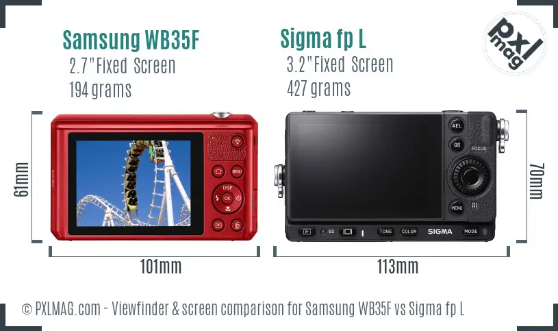 Samsung WB35F vs Sigma fp L Screen and Viewfinder comparison