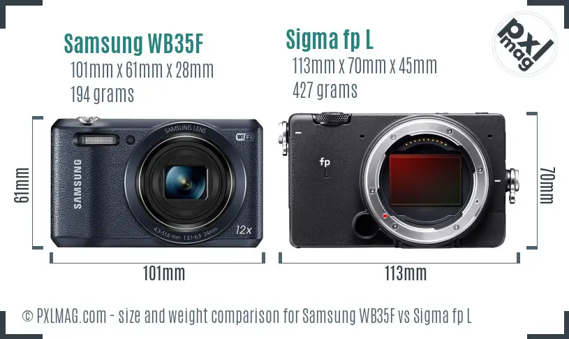 Samsung WB35F vs Sigma fp L size comparison