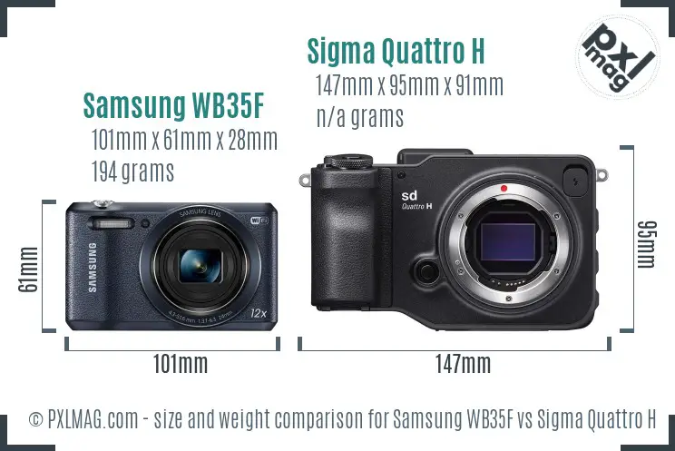 Samsung WB35F vs Sigma Quattro H size comparison