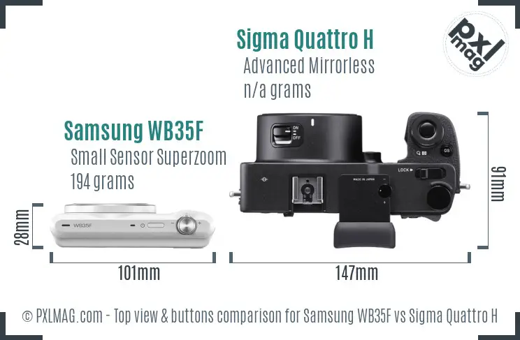Samsung WB35F vs Sigma Quattro H top view buttons comparison