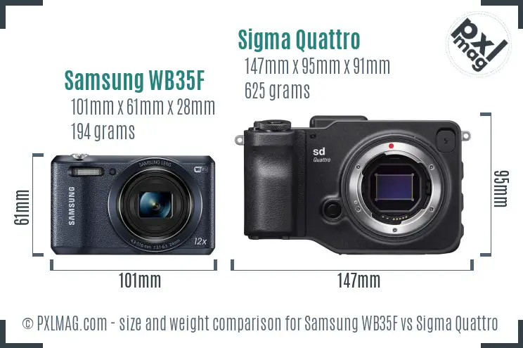 Samsung WB35F vs Sigma Quattro size comparison