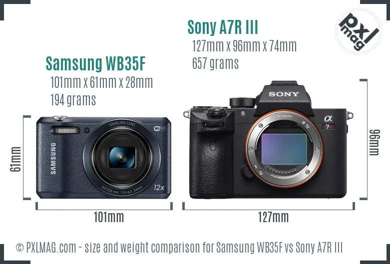 Samsung WB35F vs Sony A7R III size comparison