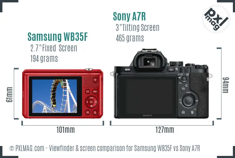 Samsung WB35F vs Sony A7R Screen and Viewfinder comparison