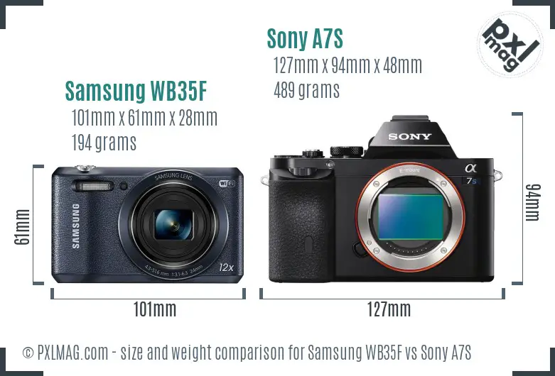 Samsung WB35F vs Sony A7S size comparison