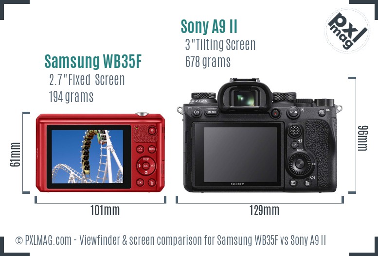 Samsung WB35F vs Sony A9 II Screen and Viewfinder comparison