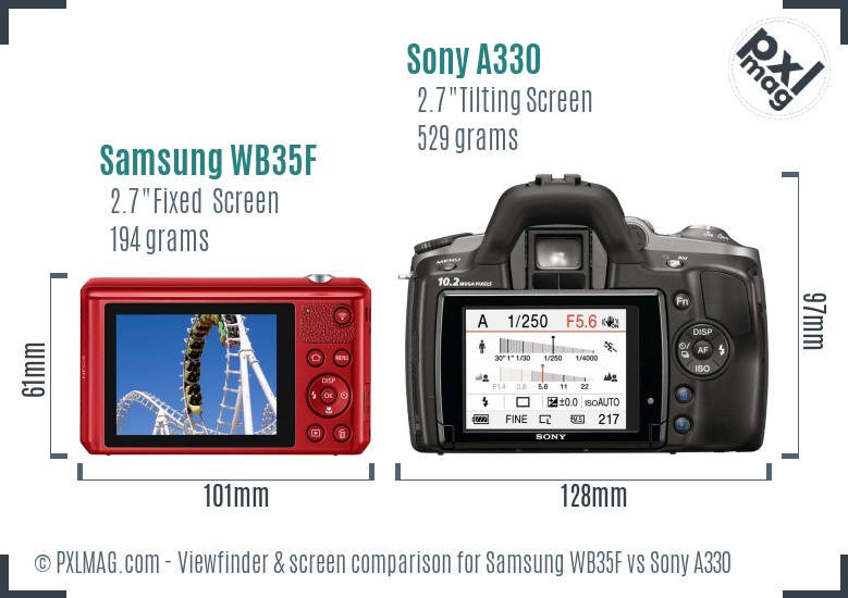 Samsung WB35F vs Sony A330 Screen and Viewfinder comparison