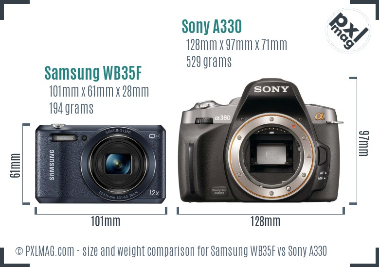 Samsung WB35F vs Sony A330 size comparison